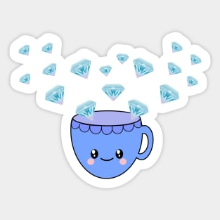 Kawaii Tea Cup and Diamonds Sticker